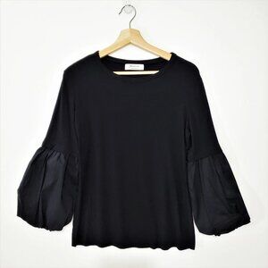 BAILEY 44 Women's SZ M Black Knit Puff Sleeves Blouse Top Medium